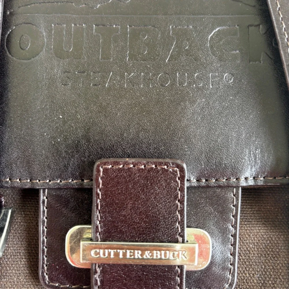 Cutter‎ & Buck Wine Carrier Bag  Brown Outback Steakhouse Canvas Leather New
